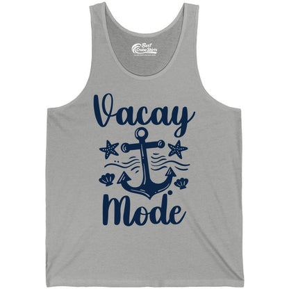 Vacay Mode Shirt - Nautical Vacation Shirt for Beach & Cruise Trips (Tank Top) in Athletic Heather - Vacay Mode Nautical Anchor Beach Shirt - Cruise Vacation Tee