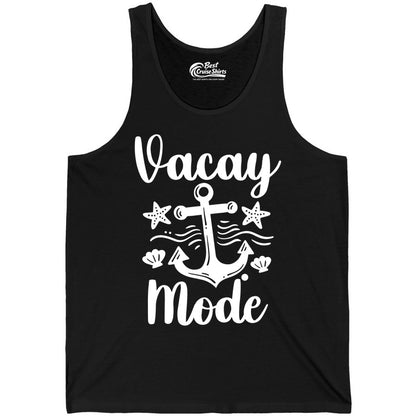 Vacay Mode Shirt - Nautical Vacation Shirt for Beach & Cruise Trips (Tank Top) in Black - Vacay Mode Nautical Anchor Beach Shirt - Cruise Vacation Tee