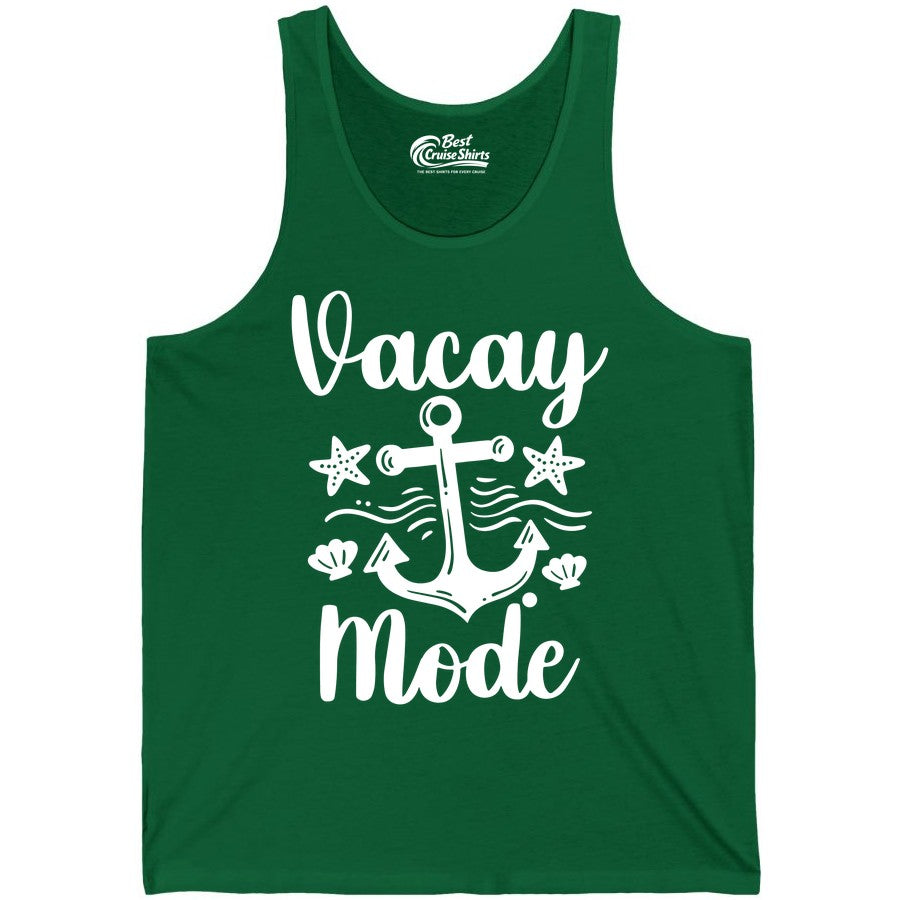 Vacay Mode Shirt - Nautical Vacation Shirt for Beach & Cruise Trips (Tank Top) in Kelly - Vacay Mode Nautical Anchor Beach Shirt - Cruise Vacation Tee