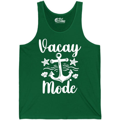 Vacay Mode Shirt - Nautical Vacation Shirt for Beach & Cruise Trips (Tank Top) in Kelly - Vacay Mode Nautical Anchor Beach Shirt - Cruise Vacation Tee