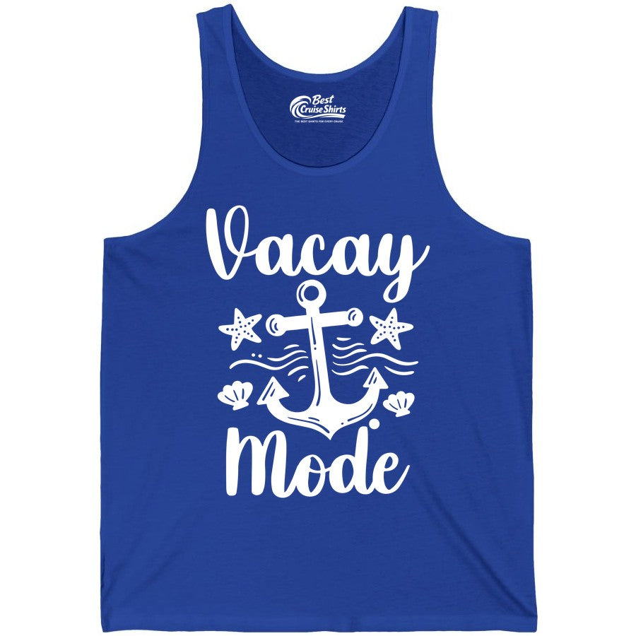 Vacay Mode Shirt - Nautical Vacation Shirt for Beach & Cruise Trips (Tank Top) in True Royal - Vacay Mode Nautical Anchor Beach Shirt - Cruise Vacation Tee