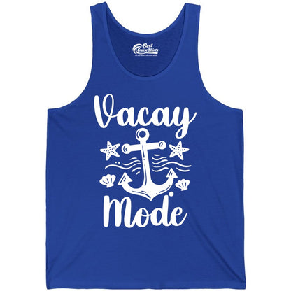 Vacay Mode Shirt - Nautical Vacation Shirt for Beach & Cruise Trips (Tank Top) in True Royal - Vacay Mode Nautical Anchor Beach Shirt - Cruise Vacation Tee