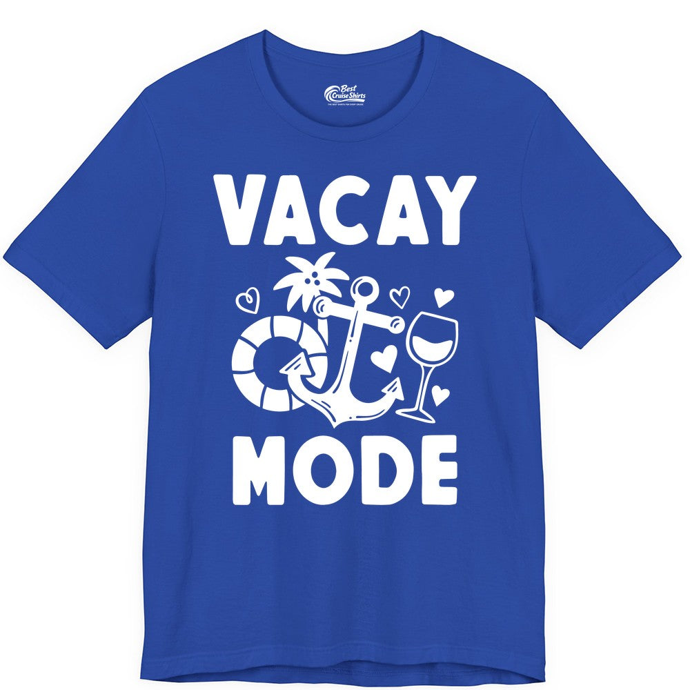 Vacay Mode Shirt - Cruise Vacation Top for Summer Getaways (Premium Tee) in True Royal - Vacay Mode Cruise Shirt - Anchor Palm Wine Lifebuoy Tropical Art Tee