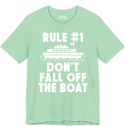 Funny Cruise Shirt - Humorous Cruise Rule Tee for Vacation Trips (Premium Tee) in Mint - Rule Number One Don’t Fall Off The Boat Funny Cruise Shirt