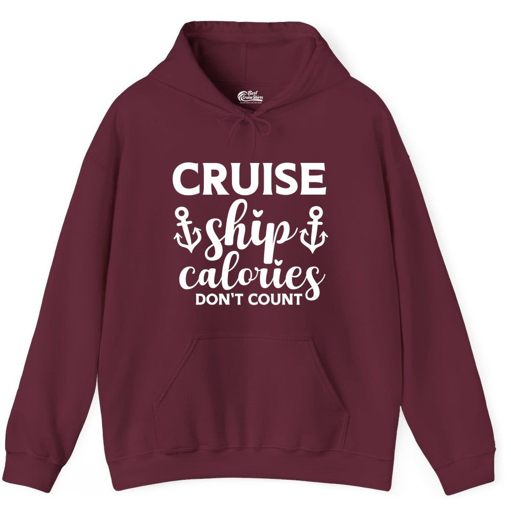 Cruise Ship Calories Dont Count Shirt - Funny Cruise Ship Humor Tee (Hoodie) in Maroon - Cruise Ship Calories Dont Count Funny Nautical Anchor Cruise Shirt