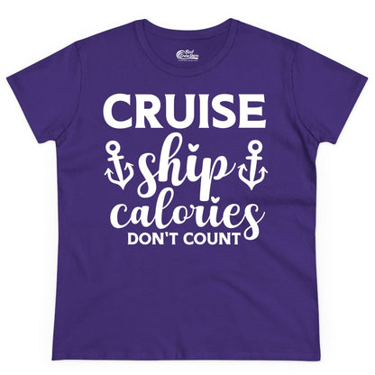 Cruise Ship Calories Dont Count Shirt - Funny Cruise Ship Humor Tee (Ladies Tee) in Purple - Cruise Ship Calories Dont Count Funny Nautical Anchor Cruise Shirt