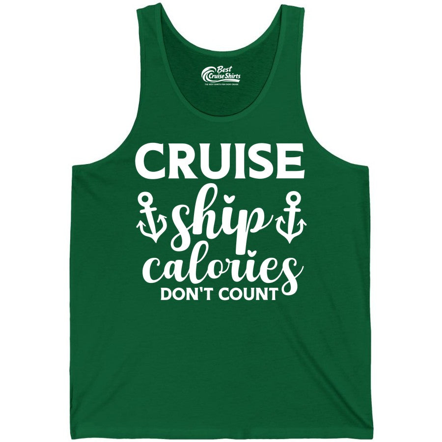 Cruise Ship Calories Dont Count Shirt - Funny Cruise Ship Humor Tee (Tank Top) in Kelly - Cruise Ship Calories Dont Count Funny Nautical Anchor Cruise Shirt