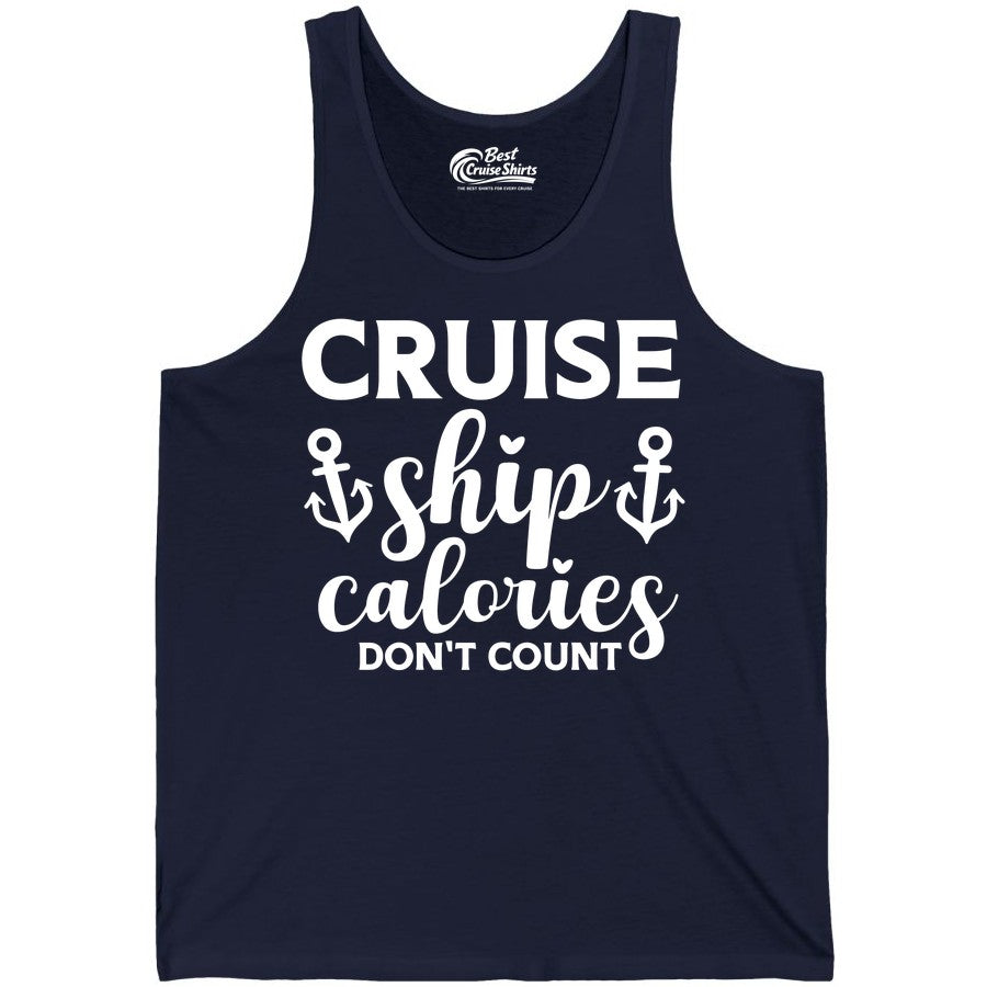Cruise Ship Calories Dont Count Shirt - Funny Cruise Ship Humor Tee (Tank Top) in Navy - Cruise Ship Calories Dont Count Funny Nautical Anchor Cruise Shirt