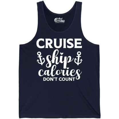 Cruise Ship Calories Dont Count Shirt - Funny Cruise Ship Humor Tee (Tank Top) in Navy - Cruise Ship Calories Dont Count Funny Nautical Anchor Cruise Shirt