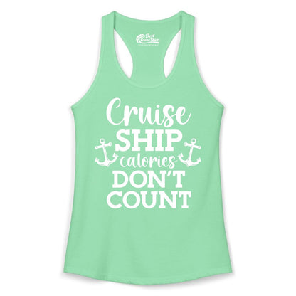 Cruise Ship Shirt - Funny Cruise Calories Don't Count Anchor Tee (Ladies Tank) in Solid Mint - Cruise Ship Calories Don’t Count Shirt with Anchors Funny Nautical