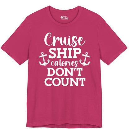 Cruise Ship Shirt - Funny Cruise Calories Don't Count Anchor Tee (Premium Tee) in Berry - Cruise Ship Calories Don’t Count Shirt with Anchors Funny Nautical