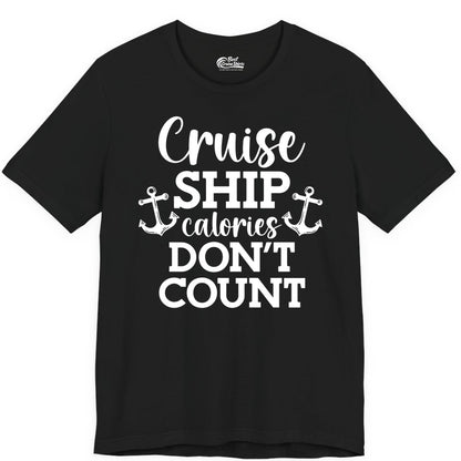 Cruise Ship Shirt - Funny Cruise Calories Don't Count Anchor Tee (Premium Tee) in Black - Cruise Ship Calories Don’t Count Shirt with Anchors Funny Nautical