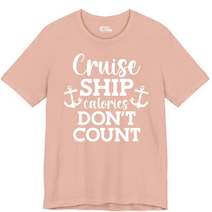 Cruise Ship Shirt - Funny Cruise Calories Don't Count Anchor Tee (Premium Tee) in Peach - Cruise Ship Calories Don’t Count Shirt with Anchors Funny Nautical