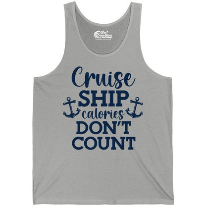 Cruise Ship Shirt - Funny Cruise Calories Don't Count Anchor Tee (Tank Top) in Athletic Heather - Cruise Ship Calories Don’t Count Shirt with Anchors Funny Nautical