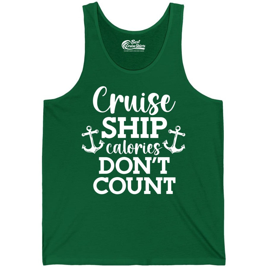 Cruise Ship Shirt - Funny Cruise Calories Don't Count Anchor Tee (Tank Top) in Kelly - Cruise Ship Calories Don’t Count Shirt with Anchors Funny Nautical