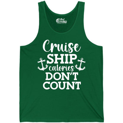 Cruise Ship Shirt - Funny Cruise Calories Don't Count Anchor Tee (Tank Top) in Kelly - Cruise Ship Calories Don’t Count Shirt with Anchors Funny Nautical