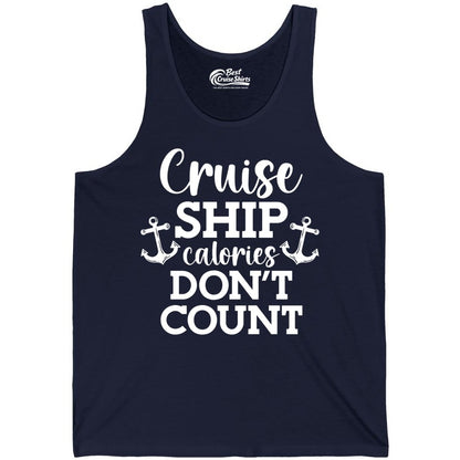 Cruise Ship Shirt - Funny Cruise Calories Don't Count Anchor Tee (Tank Top) in Navy - Cruise Ship Calories Don’t Count Shirt with Anchors Funny Nautical