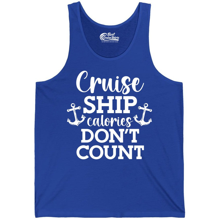 Cruise Ship Shirt - Funny Cruise Calories Don't Count Anchor Tee (Tank Top) in True Royal - Cruise Ship Calories Don’t Count Shirt with Anchors Funny Nautical