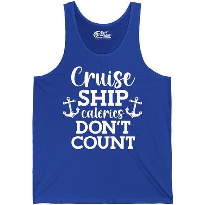 Cruise Ship Shirt - Funny Cruise Calories Don't Count Anchor Tee (Tank Top) in True Royal - Cruise Ship Calories Don’t Count Shirt with Anchors Funny Nautical