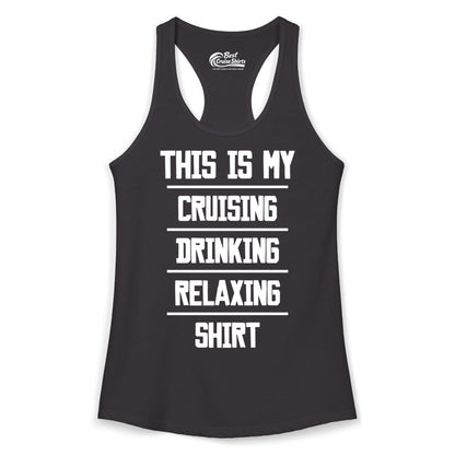Cruise Drinking Shirt - Funny Relaxing Cruise Vacation Shirt for Adults (Ladies Tank) in Black - This Is My Cruising Drinking Relaxing Shirt Funny Cruise Tee