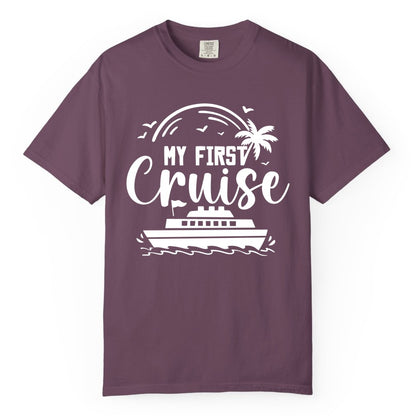 My First Cruise Shirt - Tropical Family Cruise Vacation Apparel (Comfort Color) in Berry - My First Cruise Shirt - Tropical Nautical Family Voyage Celebration