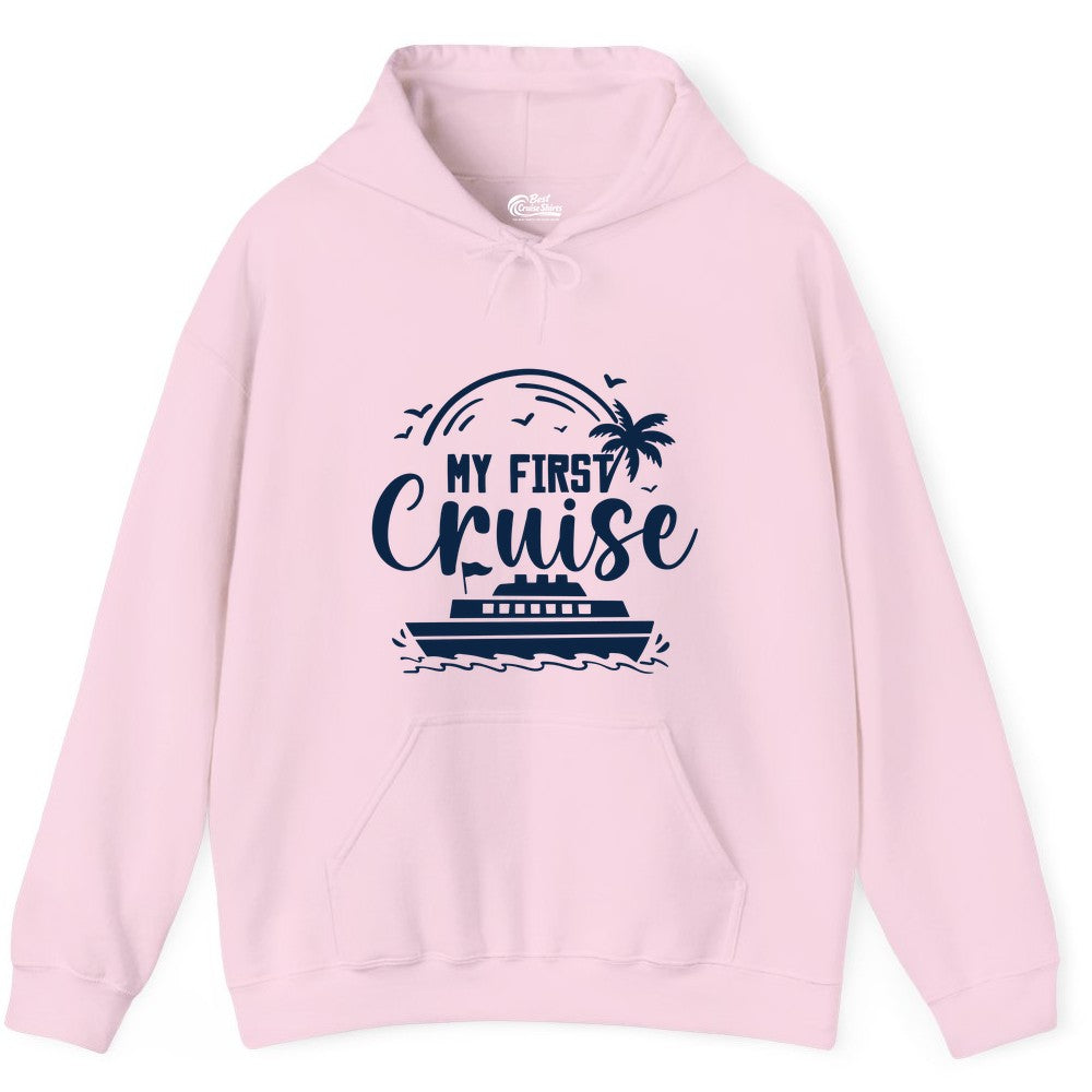 My First Cruise Shirt - Tropical Family Cruise Vacation Apparel (Hoodie) in Light Pink - My First Cruise Shirt - Tropical Nautical Family Voyage Celebration