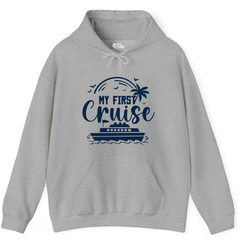 My First Cruise Shirt - Tropical Family Cruise Vacation Apparel (Hoodie) in Sport Grey - My First Cruise Shirt - Tropical Nautical Family Voyage Celebration
