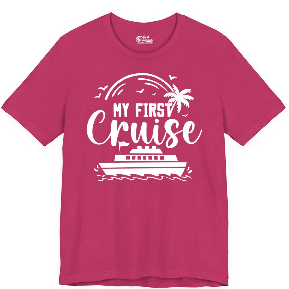 My First Cruise Shirt - Tropical Family Cruise Vacation Apparel (Premium Tee) in Berry - My First Cruise Shirt - Tropical Nautical Family Voyage Celebration