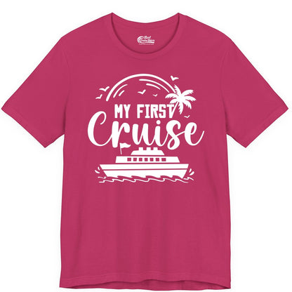 My First Cruise Shirt - Tropical Family Cruise Vacation Apparel (Premium Tee) in Berry - My First Cruise Shirt - Tropical Nautical Family Voyage Celebration