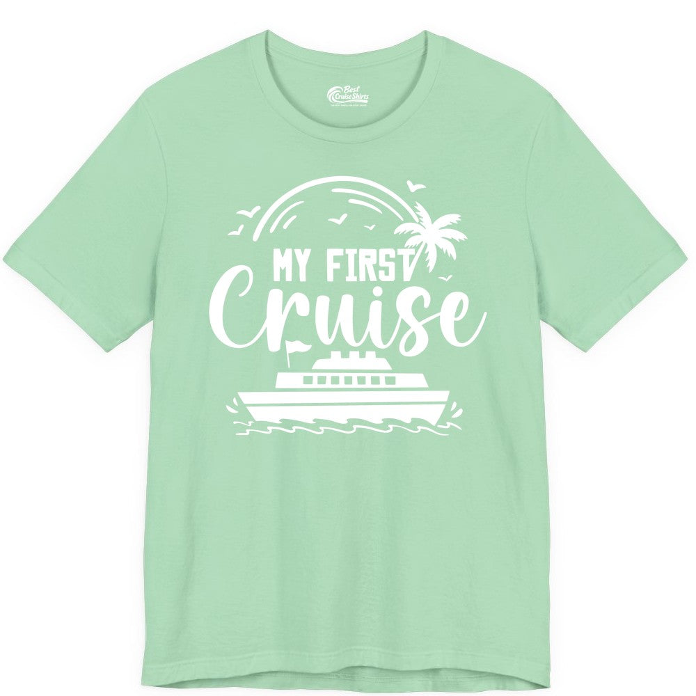 My First Cruise Shirt - Tropical Family Cruise Vacation Apparel (Premium Tee) in Mint - My First Cruise Shirt - Tropical Nautical Family Voyage Celebration