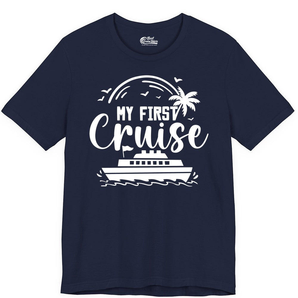 My First Cruise Shirt - Tropical Family Cruise Vacation Apparel (Premium Tee) in Navy - My First Cruise Shirt - Tropical Nautical Family Voyage Celebration