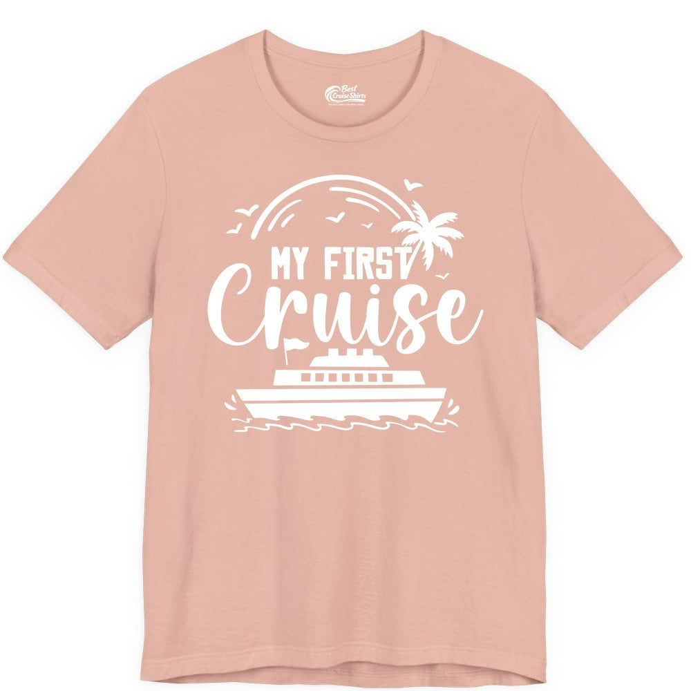 My First Cruise Shirt - Tropical Family Cruise Vacation Apparel (Premium Tee) in Peach - My First Cruise Shirt - Tropical Nautical Family Voyage Celebration
