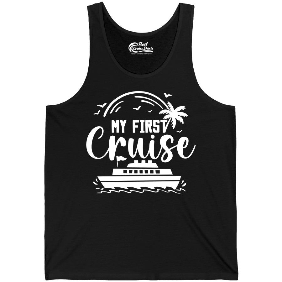 My First Cruise Shirt - Tropical Family Cruise Vacation Apparel (Tank Top) in Black - My First Cruise Shirt - Tropical Nautical Family Voyage Celebration