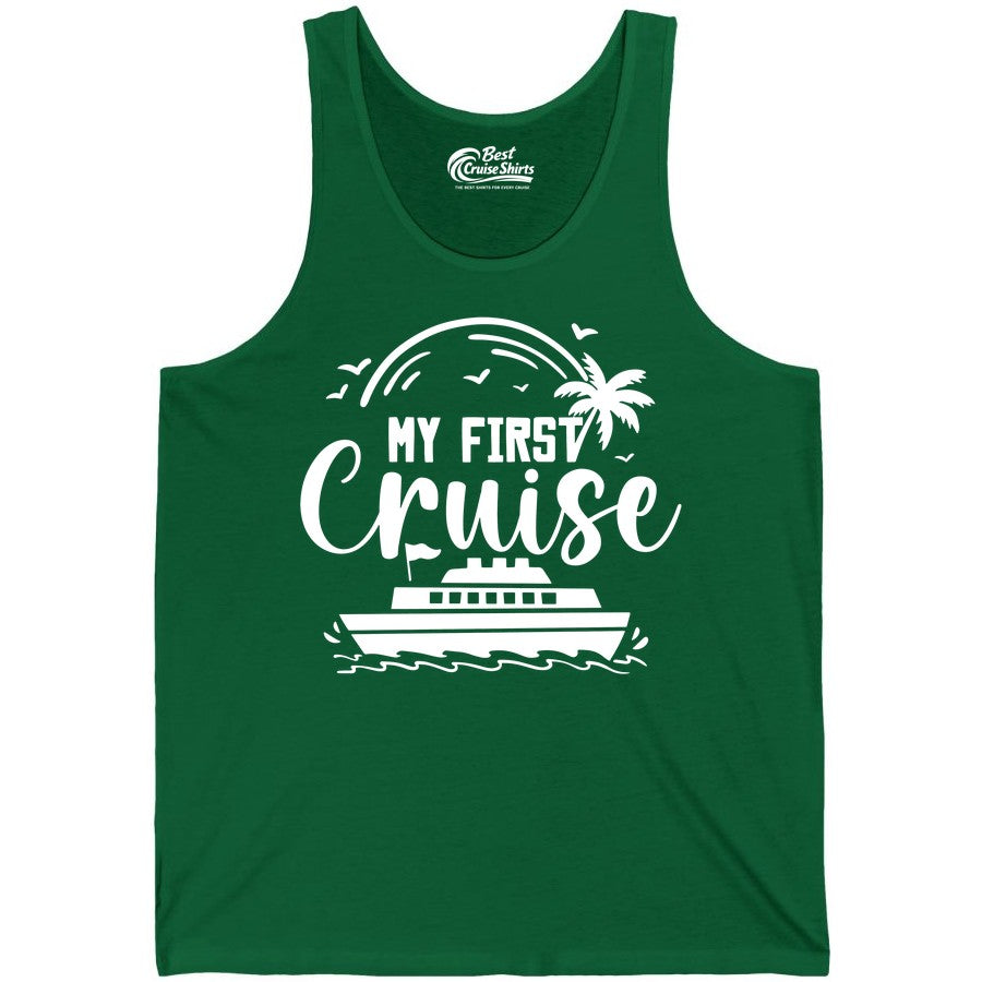 My First Cruise Shirt - Tropical Family Cruise Vacation Apparel (Tank Top) in Kelly - My First Cruise Shirt - Tropical Nautical Family Voyage Celebration