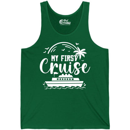 My First Cruise Shirt - Tropical Family Cruise Vacation Apparel (Tank Top) in Kelly - My First Cruise Shirt - Tropical Nautical Family Voyage Celebration