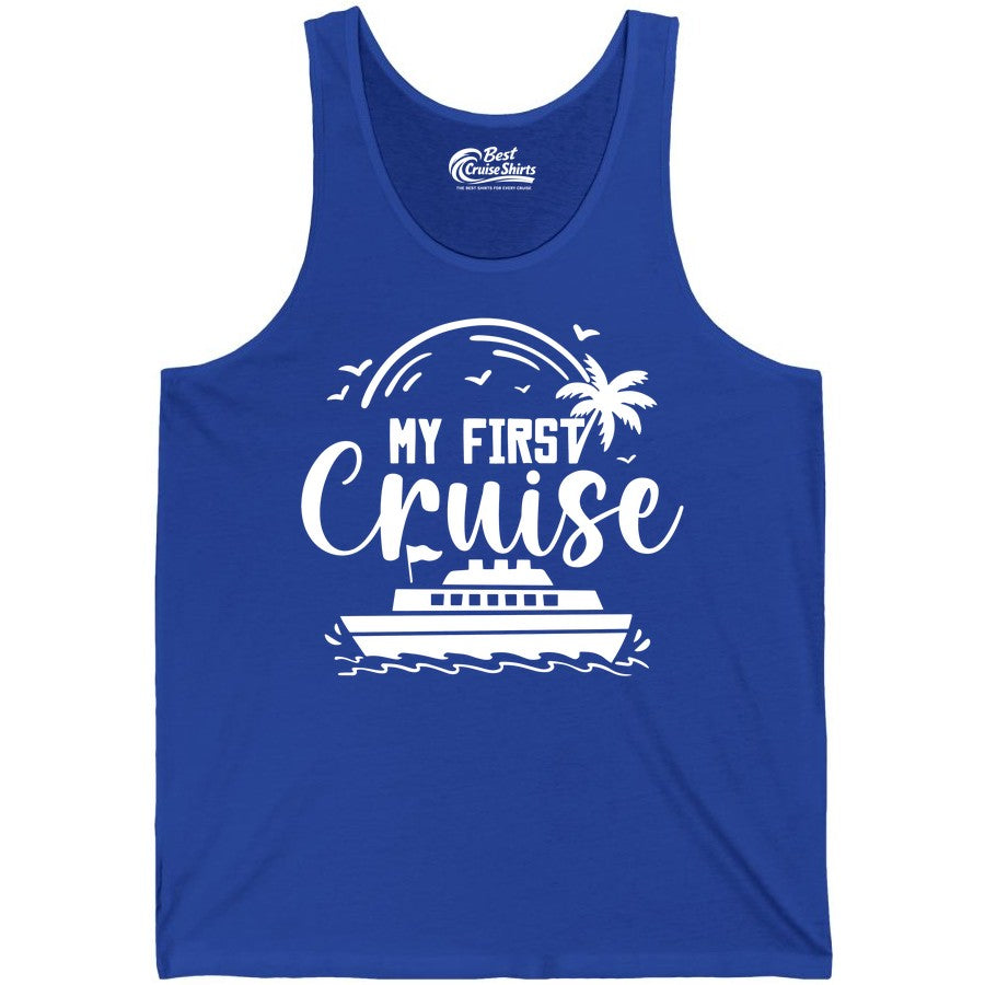 My First Cruise Shirt - Tropical Family Cruise Vacation Apparel (Tank Top) in True Royal - My First Cruise Shirt - Tropical Nautical Family Voyage Celebration