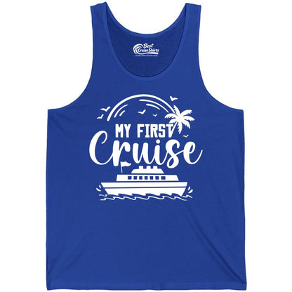 My First Cruise Shirt - Tropical Family Cruise Vacation Apparel (Tank Top) in True Royal - My First Cruise Shirt - Tropical Nautical Family Voyage Celebration