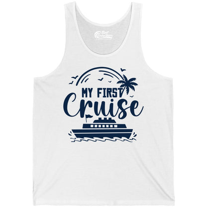 My First Cruise Shirt - Tropical Family Cruise Vacation Apparel (Tank Top) in White - My First Cruise Shirt - Tropical Nautical Family Voyage Celebration