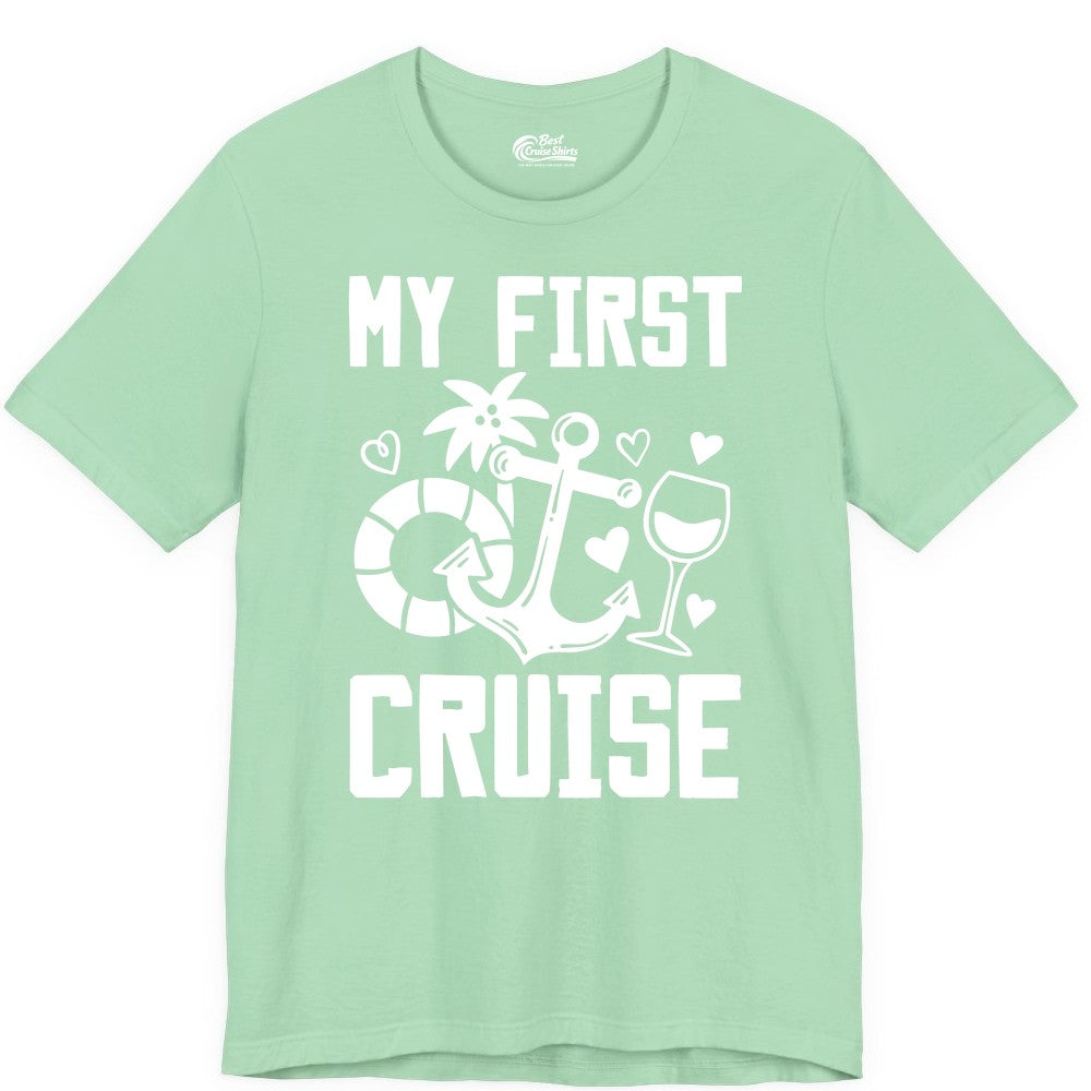 My First Cruise Shirt - Cruise Vacation Apparel for First Timers (Premium Tee) in Mint - My First Cruise Shirt - Bold Nautical Icons Celebration Tee