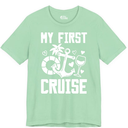 My First Cruise Shirt - Cruise Vacation Apparel for First Timers (Premium Tee) in Mint - My First Cruise Shirt - Bold Nautical Icons Celebration Tee