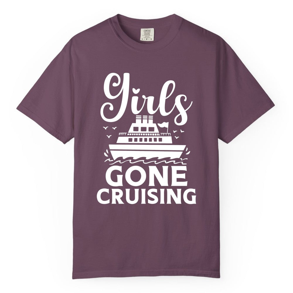 Girls Gone Cruising Shirt - Fun Cruise Squad Apparel for Girls Trips (Comfort Color) in Berry - Girls Gone Cruising Nautical Party Group Cruise Shirt