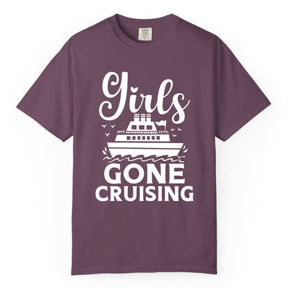 Girls Gone Cruising Shirt - Fun Cruise Squad Apparel for Girls Trips (Comfort Color) in Berry - Girls Gone Cruising Nautical Party Group Cruise Shirt