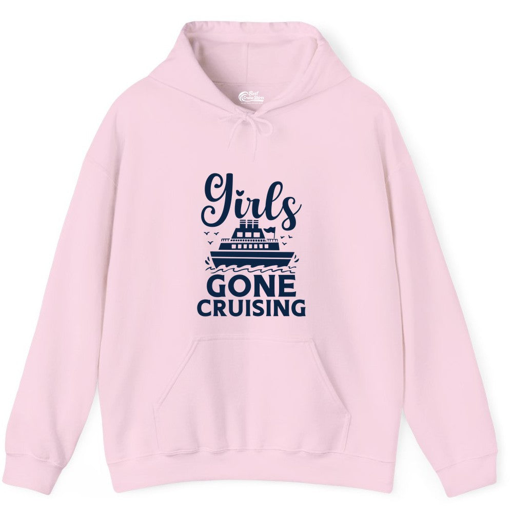 Girls Gone Cruising Shirt - Fun Cruise Squad Apparel for Girls Trips (Hoodie) in Light Pink - Girls Gone Cruising Nautical Party Group Cruise Shirt