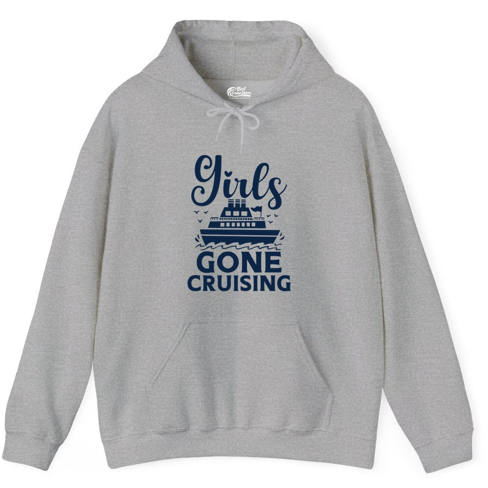 Girls Gone Cruising Shirt - Fun Cruise Squad Apparel for Girls Trips (Hoodie) in Sport Grey - Girls Gone Cruising Nautical Party Group Cruise Shirt