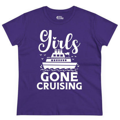 Girls Gone Cruising Shirt - Fun Cruise Squad Apparel for Girls Trips (Ladies Tee) in Purple - Girls Gone Cruising Nautical Party Group Cruise Shirt