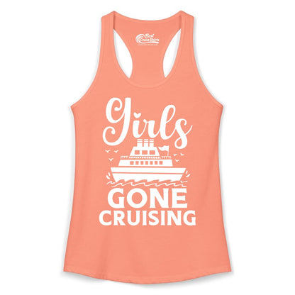 Girls Gone Cruising Shirt - Fun Cruise Squad Apparel for Girls Trips (Ladies Tank) in Solid Light Orange - Girls Gone Cruising Nautical Party Group Cruise Shirt