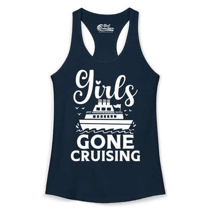 Girls Gone Cruising Shirt - Fun Cruise Squad Apparel for Girls Trips (Ladies Tank) in Solid Midnight Navy - Girls Gone Cruising Nautical Party Group Cruise Shirt