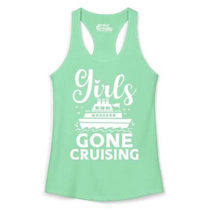 Girls Gone Cruising Shirt - Fun Cruise Squad Apparel for Girls Trips (Ladies Tank) in Solid Mint - Girls Gone Cruising Nautical Party Group Cruise Shirt