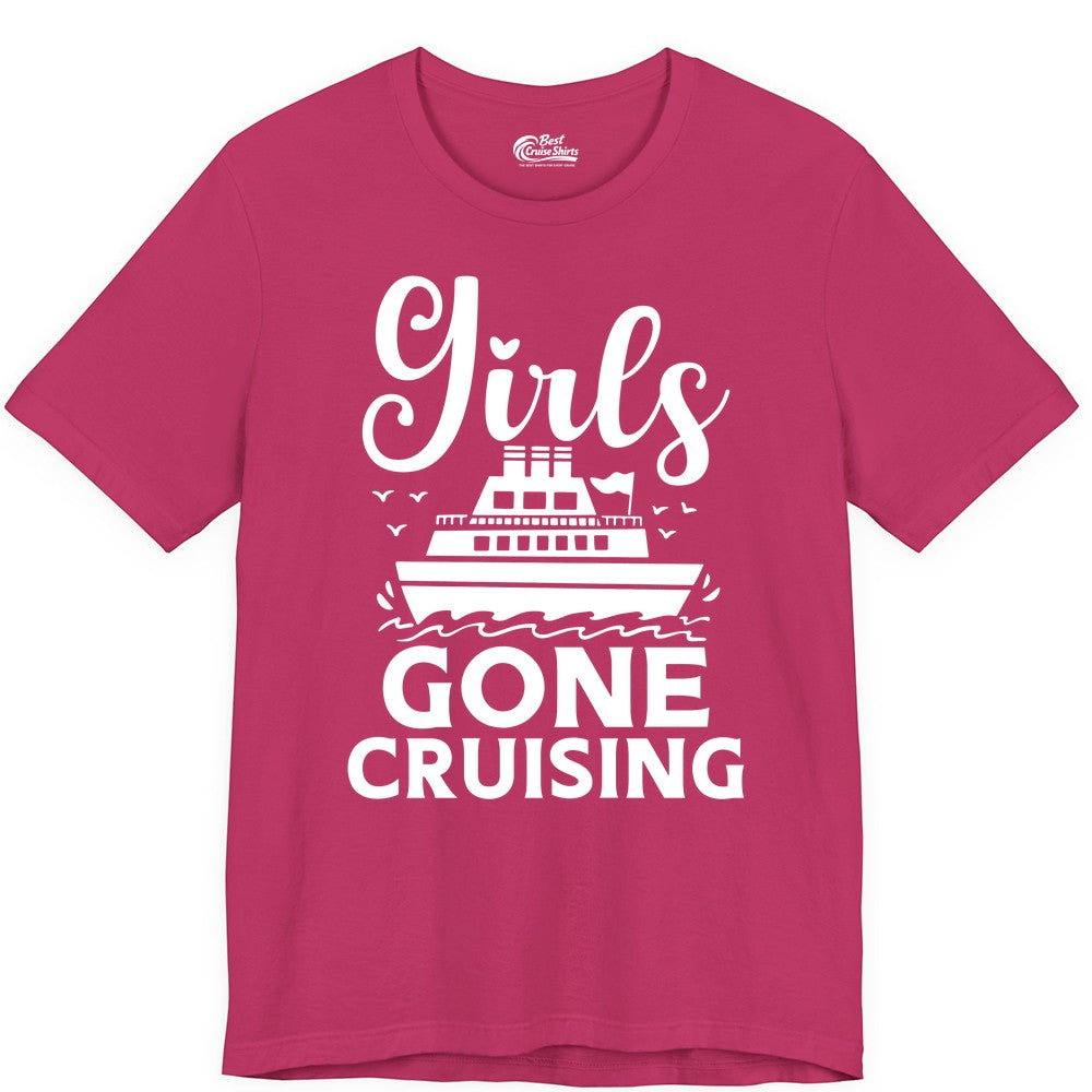 Girls Gone Cruising Shirt - Fun Cruise Squad Apparel for Girls Trips (Premium Tee) in Berry - Girls Gone Cruising Nautical Party Group Cruise Shirt
