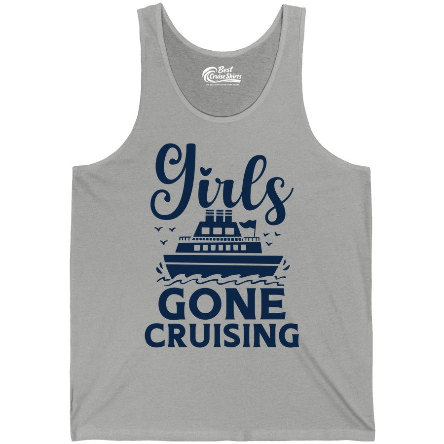 Girls Gone Cruising Shirt - Fun Cruise Squad Apparel for Girls Trips (Tank Top) in Athletic Heather - Girls Gone Cruising Nautical Party Group Cruise Shirt
